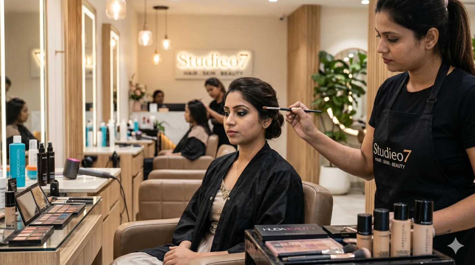 Professional makeup styling session at Studieo7 Virugambakkam