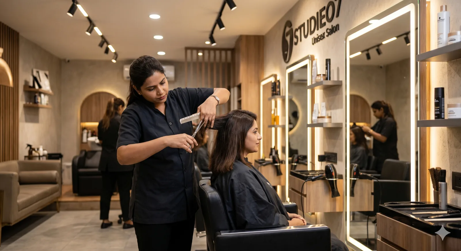 Precision haircut and styling at Studieo7